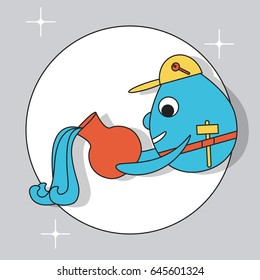 Vector illustration of zodiac signs in flat style.Aquarius