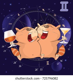 Vector Illustration of a Zodiac Signs Gemini. Cartoon Character