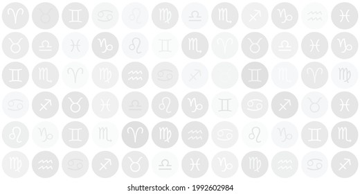 vector illustration of zodiac signs geometric gray subtle background pattern design with circles