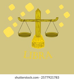 Vector illustration of zodiac signs. Libra zodiac sign. scales with two bowls suspended from the shoulder. Horoscope, sign, scales.