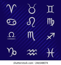 vector illustration of zodiac signs on a blue background
