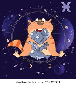 Vector Illustration of a Zodiac Signs Pisces. Cartoon Character