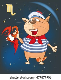 Vector Illustration of a Zodiac Signs Scorpio. Cartoon Character