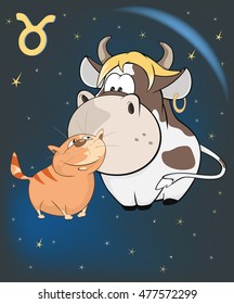Vector Illustration of a Zodiac Signs Taurus . Cartoon Character