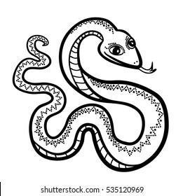 Vector illustration of zodiac snake black and white