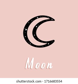 Vector illustration of zodiac symbol Moon. Zodiac and astrology symbols of the planets.