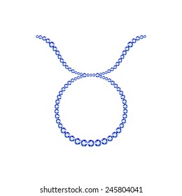 Vector illustration: Zodiac symbol taurus  made of blue crystals on white background