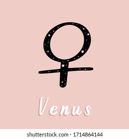 Vector illustration of zodiac symbol Venus. Zodiac and astrology symbols of the planets.