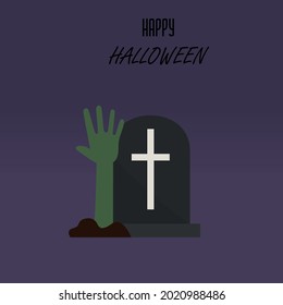 Vector illustration of a zombie hand crawling out from under the grave.