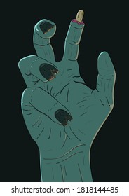 Vektorgrafik einer Zombie-Hand. Dekorelement zu Halloween. Vektorgrafik für Web und Print. Vektordesign für Postkarten, Plakate, Flyer, Websites und andere Zwecke. Objekte sind isoliert.