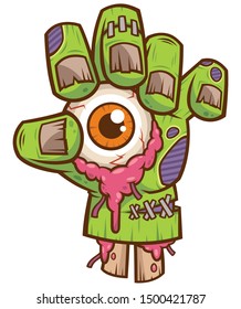 Vector illustration of Zombie hand with eyeball