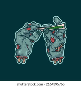 una ilustración vectorial del rollo de mano zombie una unión de hierba verde