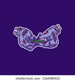 a vector illustration of zombie hands rolling a weed blunt