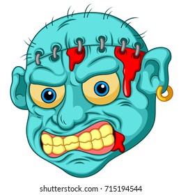 vector illustration of Zombie head cartoon