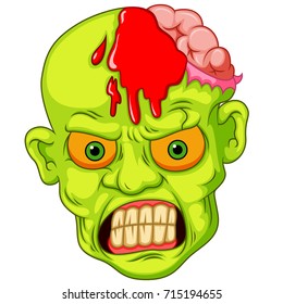 vector illustration of Zombie head cartoon
