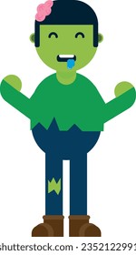 Vector illustration of a zombie. Hungry zombie.
