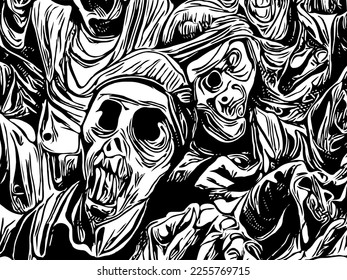 vector illustration of zombies monster