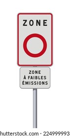 Vector illustration of the Zone a faibles emissions (Low Emission Zone in French) road sign