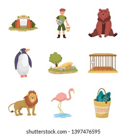 Vector illustration  zoo  and park icon. Set  zoo  and animal stock vector illustration.