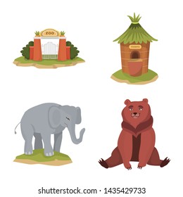 Vector illustration of zoo and park icon. Set of zoo and animal stock symbol for web.