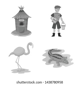 Vector illustration of zoo and park icon. Set of zoo and animal vector icon for stock.