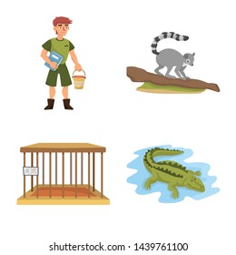 Vector illustration of zoo and park icon. Set of zoo and animal stock vector illustration.