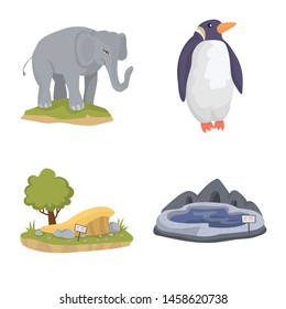 Vector illustration of zoo and park icon. Set of zoo and animal stock vector illustration.