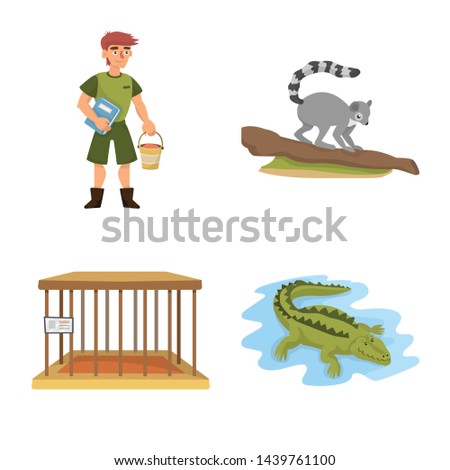 Vector illustration of zoo and park icon. Set of zoo and animal stock vector illustration.