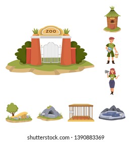 Vector illustration of zoo  and park sign. Set of zoo  and animal stock symbol for web.
