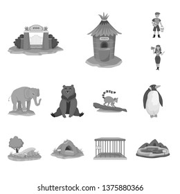 Vector illustration of zoo  and park symbol. Collection of zoo  and animal stock vector illustration.
