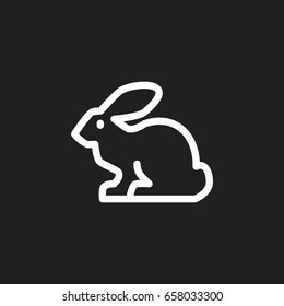 Vector Illustration Of Zoo Symbol On Rabbit Outline. Premium Quality Isolated Hare Element In Trendy Flat Style.