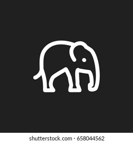 Vector Illustration Of Zoo Symbol On Elephant Outline. Premium Quality Isolated Trunked  Element In Trendy Flat Style.