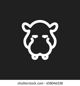 Vector Illustration Of Zoo Symbol On Hippopotamus Outline. Premium Quality Isolated Hippo Element In Trendy Flat Style.