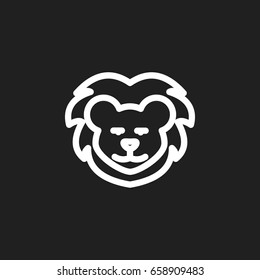 Vector Illustration Of Zoo Symbol On Wildcat Outline. Premium Quality Isolated Lion Element In Trendy Flat Style.