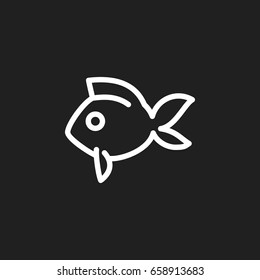 Vector Illustration Of Zoo Symbol On Fish Outline. Premium Quality Isolated Turbot Element In Trendy Flat Style.