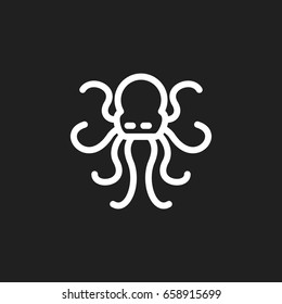 Vector Illustration Of Zoo Symbol On Octopus Outline. Premium Quality Isolated Poulpe Element In Trendy Flat Style.