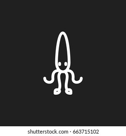 Vector Illustration Of Zoo Symbol On Squid Outline. Premium Quality Isolated Calamary Element In Trendy Flat Style.