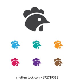 Vector Illustration Of Zoo Symbol On Cock Icon. Premium Quality Isolated Rooster Element In Trendy Flat Style.