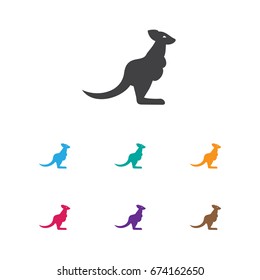 Vector Illustration Of Zoo Symbol On Kangaroo Icon. Premium Quality Isolated Wallaby Element In Trendy Flat Style.