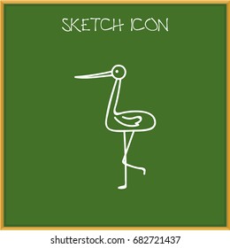 Vector Illustration Of Zoo Symbol On Stork Doodle. Premium Quality Isolated Shadoof Element In Trendy Flat Style.