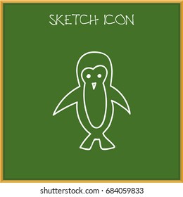Vector Illustration Of Zoo Symbol On Penguin Doodle. Premium Quality Isolated Polar Bird Element In Trendy Flat Style.