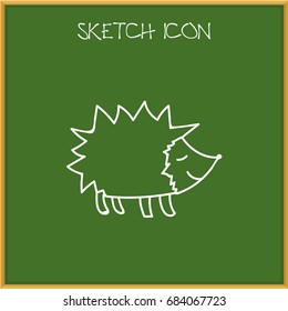 Vector Illustration Of Zoo Symbol On Hedgehog Doodle. Premium Quality Isolated Urchin Element In Trendy Flat Style.