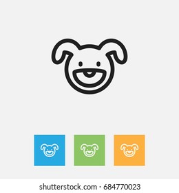Vector Illustration Of Zoo Symbol On Puppy Outline. Premium Quality Isolated Hound Element In Trendy Flat Style.