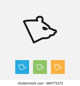 Vector Illustration Of Zoo Symbol On Grizzly Outline. Premium Quality Isolated Polar Element In Trendy Flat Style.