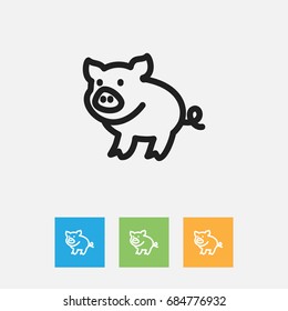 Vector Illustration Of Zoo Symbol On Piggy Outline. Premium Quality Isolated Swine Element In Trendy Flat Style.