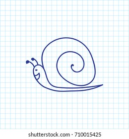 Vector Illustration Of Zoo Symbol On Snail Doodle. Premium Quality Isolated Slug Element In Trendy Flat Style.