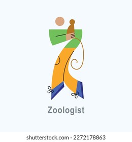 Vector illustration with Zoologist in flat style. Profession ABC series. Alphabet. Letter Z