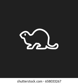 Vector Illustration Of Zoology Symbol On Castor Outline. Premium Quality Isolated Beaver Element In Trendy Flat Style.