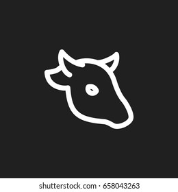 Vector Illustration Of Zoology Symbol On Cattle Outline. Premium Quality Isolated Buffalo Element In Trendy Flat Style.
