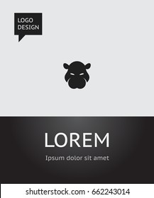 Vector Illustration Of Zoology Symbol On Hippo Icon. Premium Quality Isolated Hippopotamus Element In Trendy Flat Style.